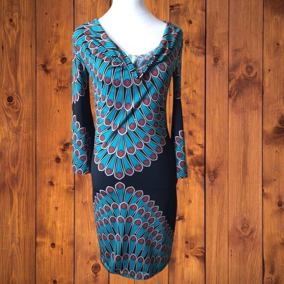 INC International Concepts Dresses & Skirts - INTERNATIONAL CONCEPTS WOMEN'S XS MULTI-COLORED 3/4 SLEEVE DRESS COWL NECK